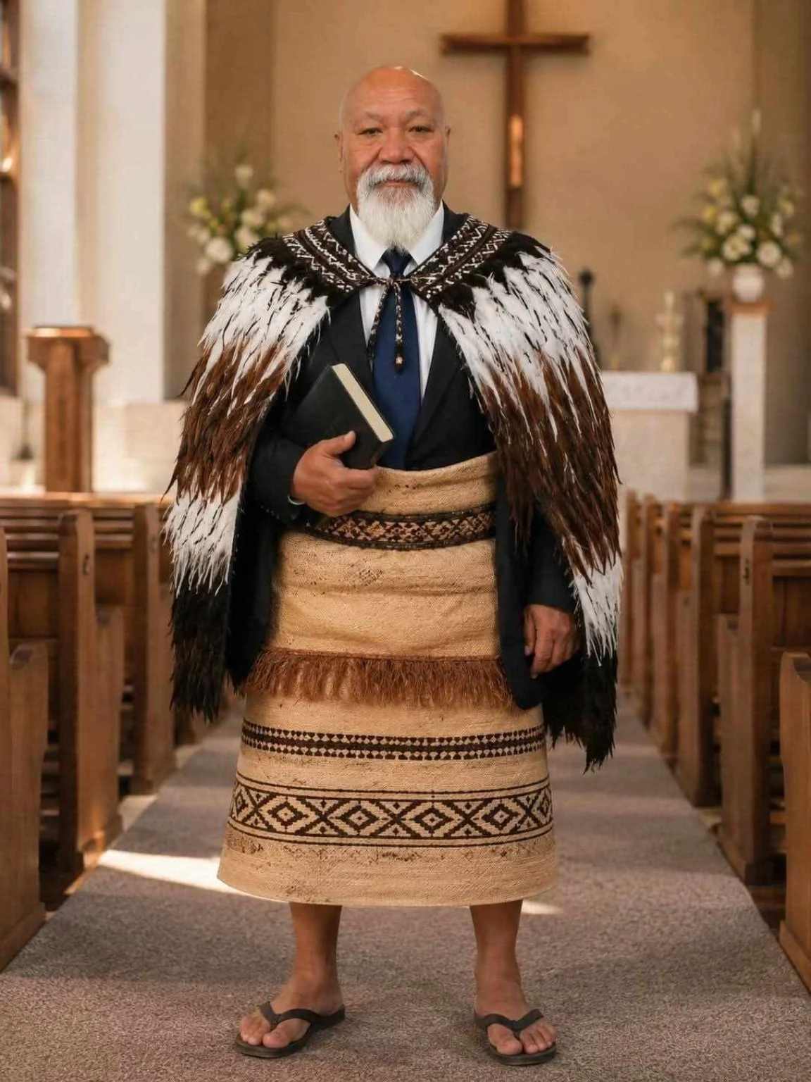 Founder and President Alani Fisher Taione standing inside a church